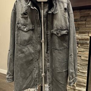Distressed Gray Denim Jacket